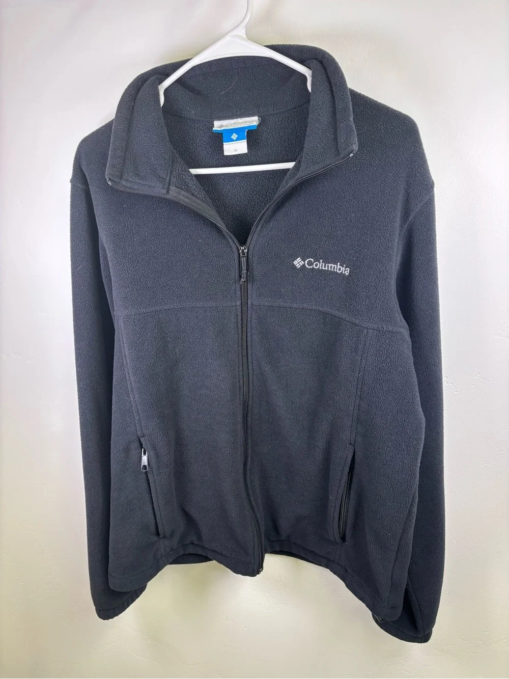 COLUMBIA FULL ZIP JACKET  MEN MEDIUM JET BLACK  POLYESTER